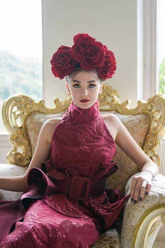 Abito da Sera in Pizzo e Shantung – Red Passion - immagine 2