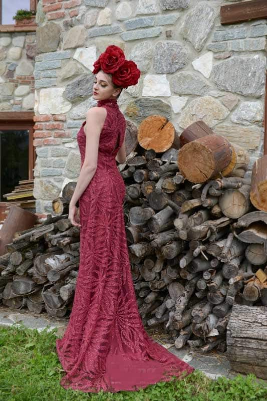 Abito da Sera in Pizzo e Shantung – Red Passion - immagine 4