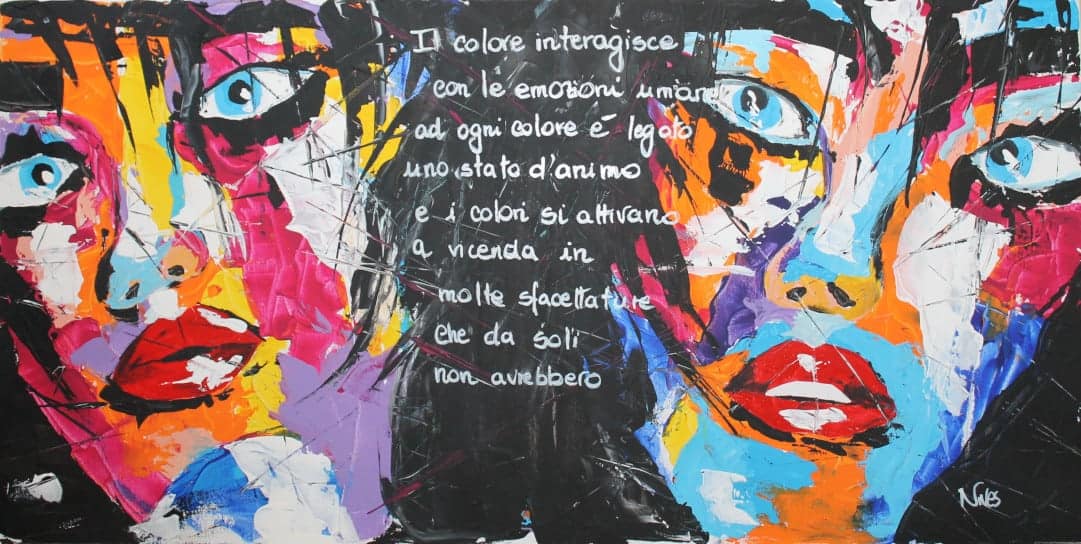 Quadro tempera su tela "Due Facce" Nives Art