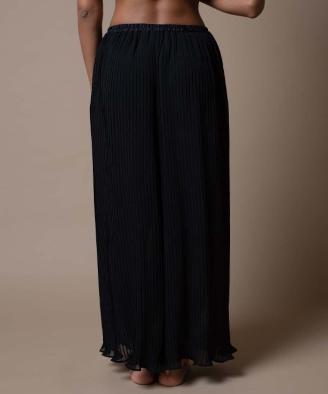 Pantalone Plissettato in Seta Color Nero - immagine 5