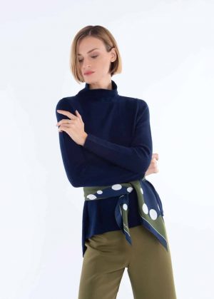 foulard in pura seta blu navy