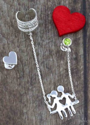 Orecchini in argento asimmetrici – Amanti - Tormalina